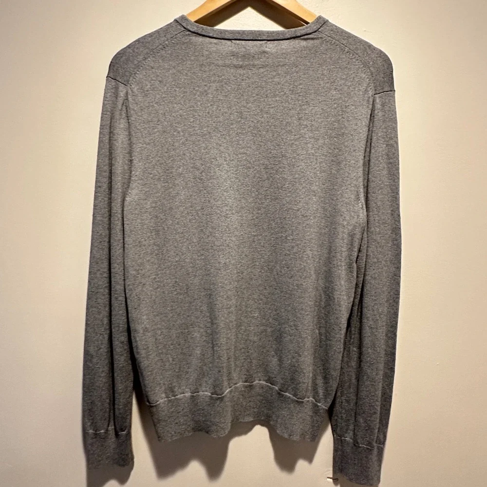 Banana Republic V-Neck Sweater Mens Large Silk Cotton Cashmere Gray Luxury Blend